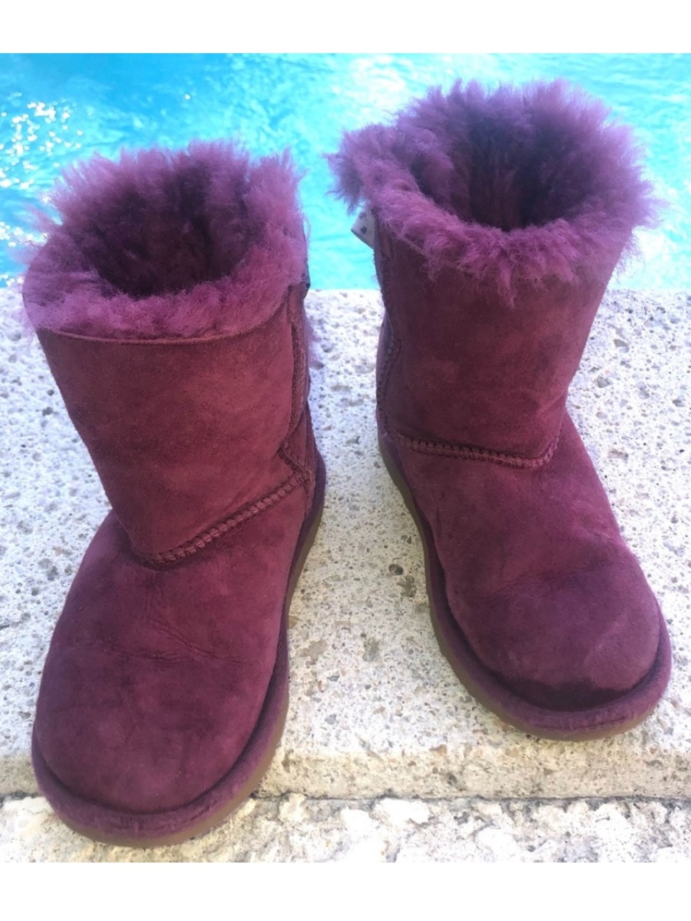 Ugg boots Bailey Bow suede kids size 12 bougainvillea color magenta/deep pink